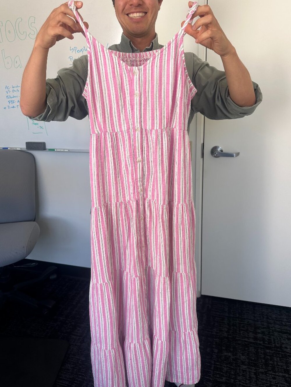 Pink and White Striped Maxi Dress